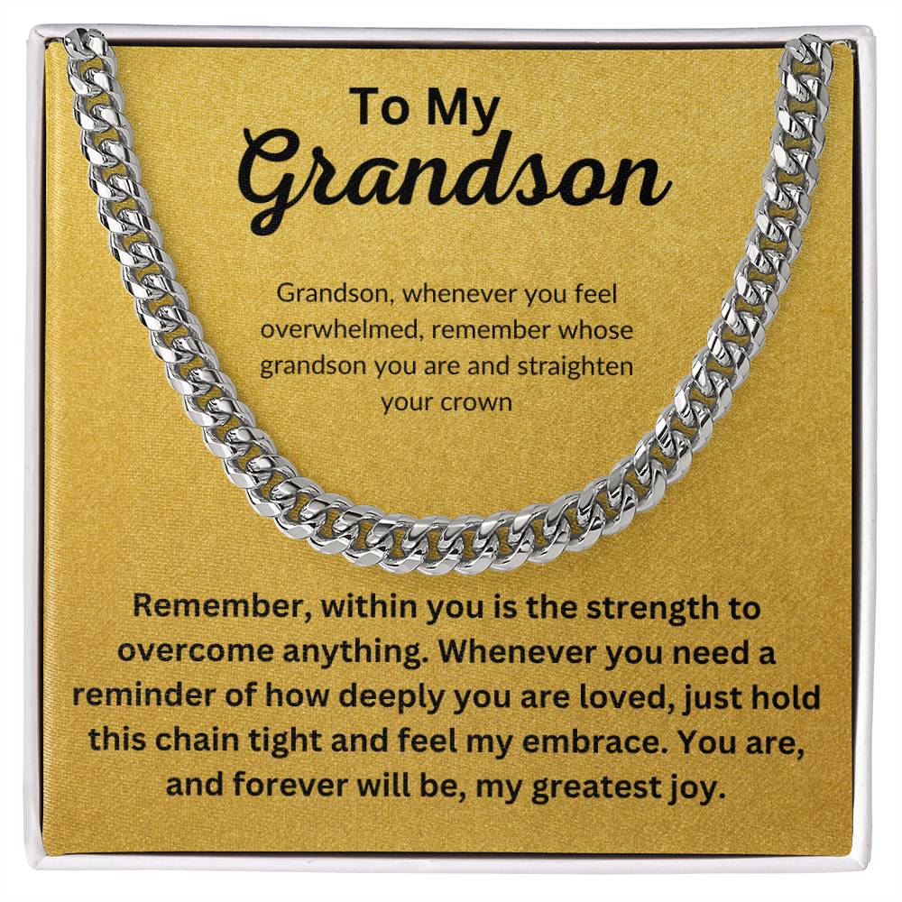 Grandson Cuban Link Chain Gift From Grandparent With Message Card