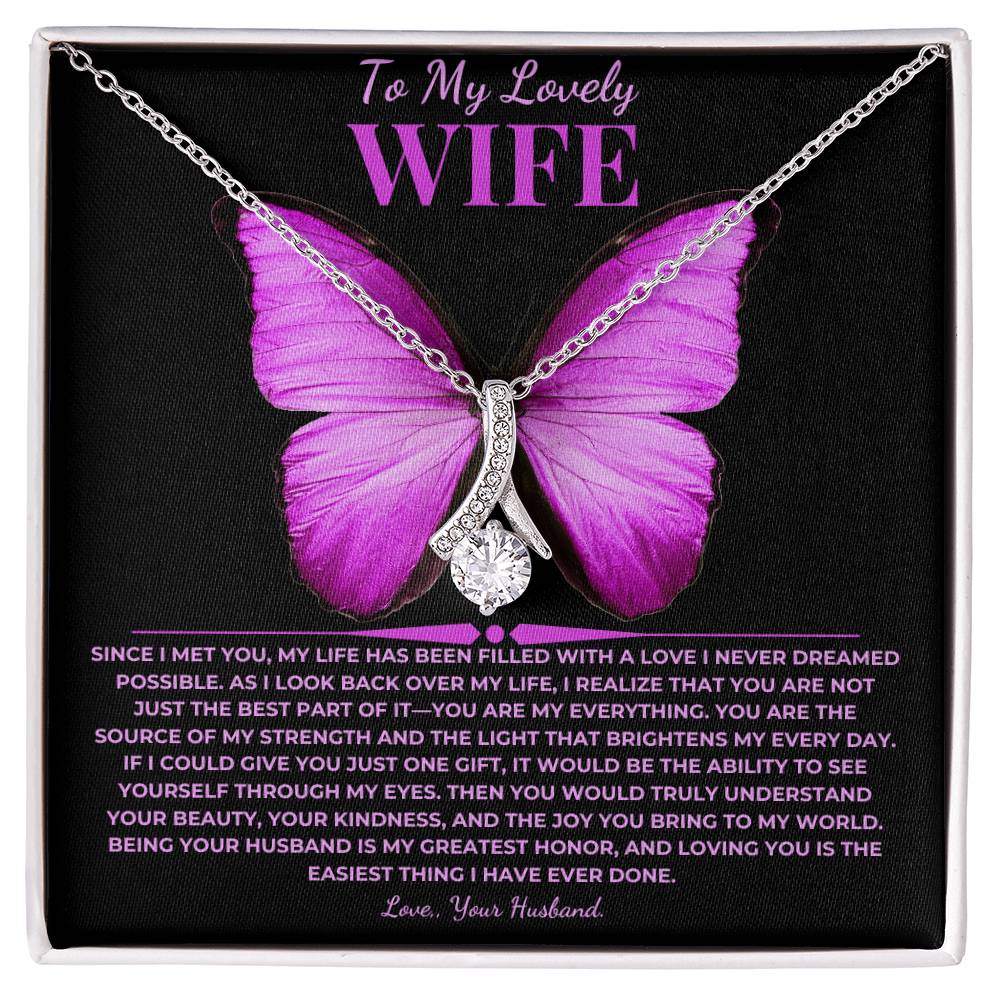 To My Lovely Wife Gift From Husband With Alluring Beauty Necklace  With Card