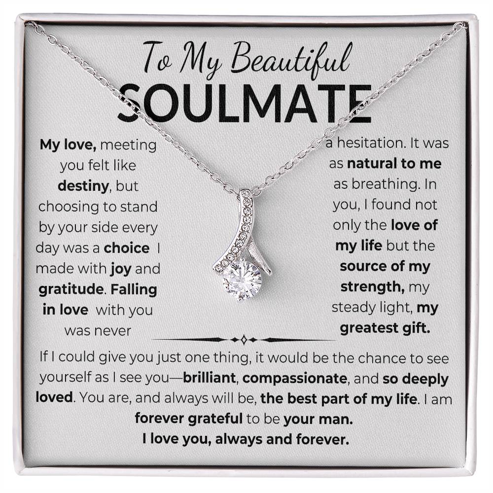 To My Beautiful Soulmate  Gift From Man With Alluring Beauty Necklace and Gift Card