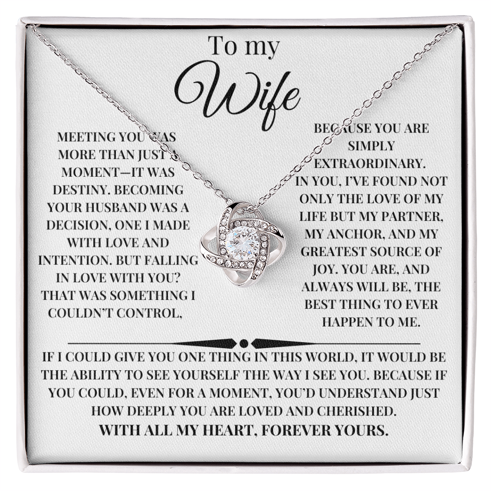 Beautiful For Wife Giftset With Love Knot Necklace and Lovely Message Card