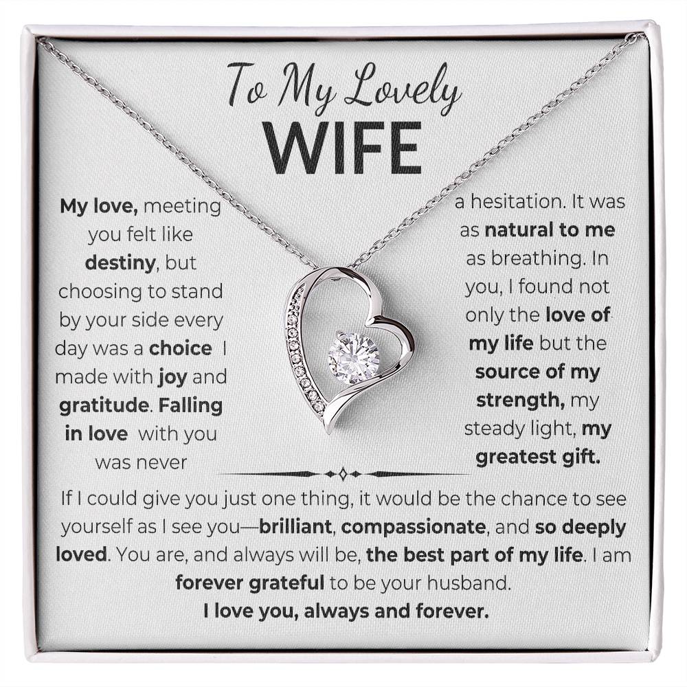 To My Lovely Wife Gift From Husband Forever Love Necklace With Beautiful Card