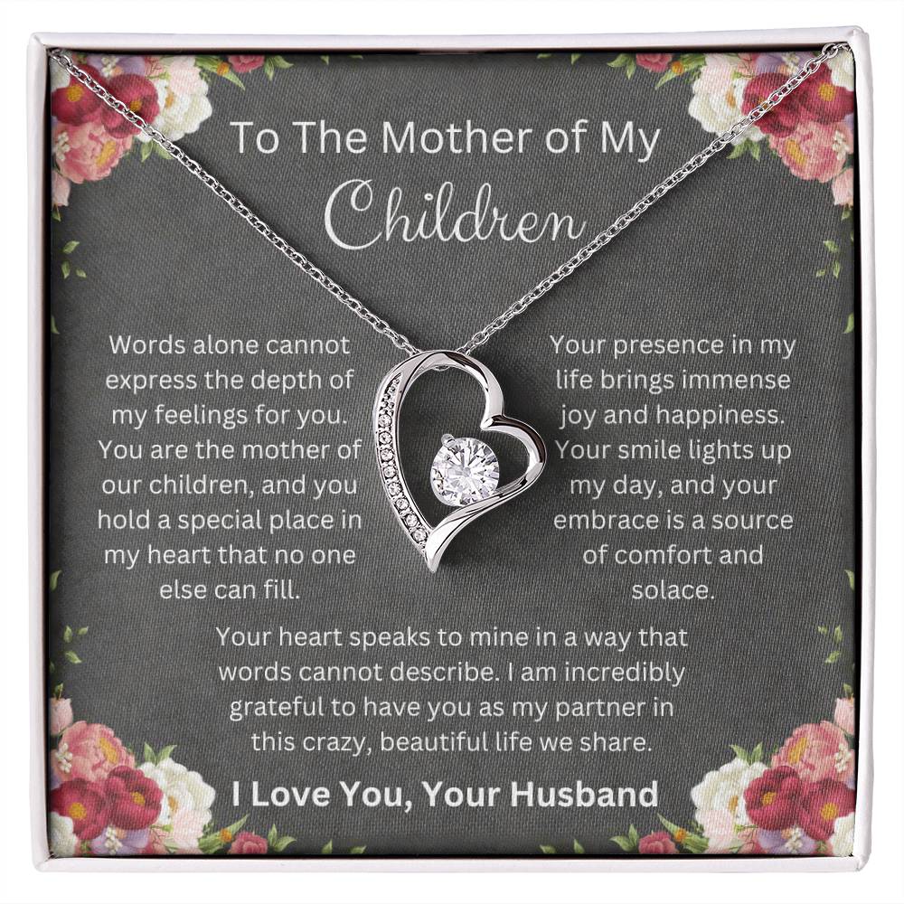 Forever Love Necklace with Mother Of My Children Message Card Gift for Wife or Soulmate