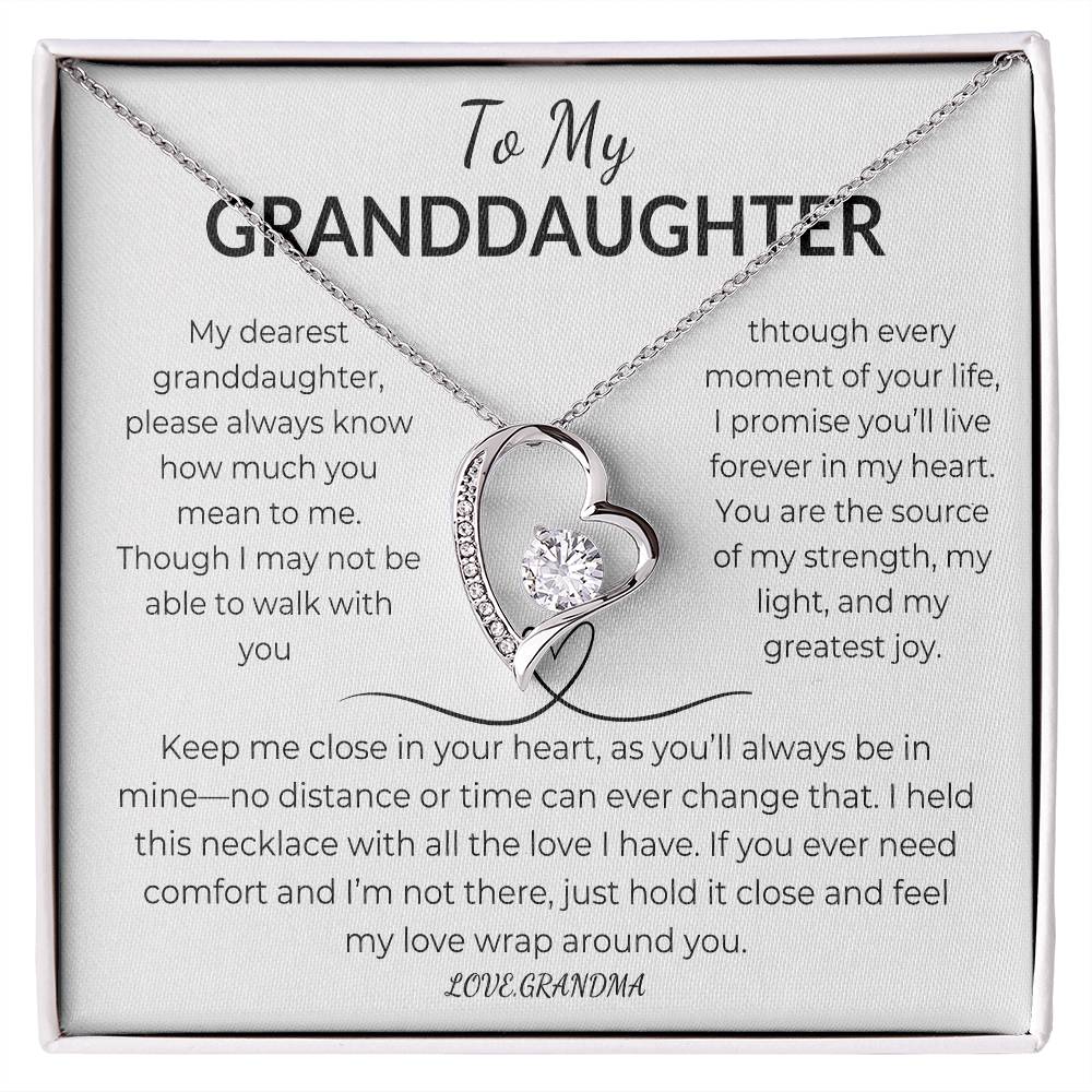 To My Granddaughter Gift From Grandma Forever Love Necklace With Card