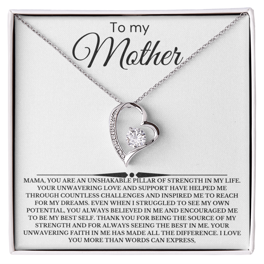 To My Mother Giftset with Forever Love Necklace and Heartfelt  Card