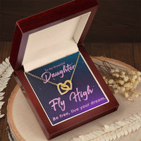 Load image into Gallery viewer, Fly High Be Free Interlocking Hearts Necklace with Message Card Gift To Daughter - Artistry Imprints
