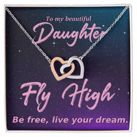 Load image into Gallery viewer, Fly High Be Free Interlocking Hearts Necklace with Message Card Gift To Daughter - Artistry Imprints
