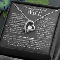 Load image into Gallery viewer, For My Beautiful Wife Giftset With Forever Love Necklace and Lovely Message Card - Artistry Imprints
