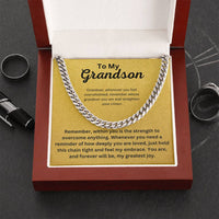 Load image into Gallery viewer, Grandson Cuban Link Chain Gift From Grandparent With Message Card - Artistry Imprints
