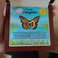 Load image into Gallery viewer, Interlocking Hearts Necklace With Butterfly Message Card, Gift For Daughter - Artistry Imprints
