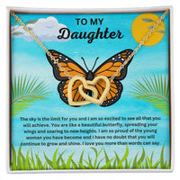 Load image into Gallery viewer, Interlocking Hearts Necklace With Butterfly Message Card, Gift For Daughter - Artistry Imprints
