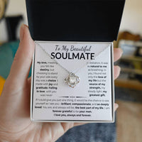 Load image into Gallery viewer, To My Beautiful Soulmate Gift From Man With Love Knot Necklace and Gift Card - Artistry Imprints

