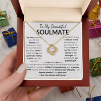 Load image into Gallery viewer, To My Beautiful Soulmate Gift From Man With Love Knot Necklace and Gift Card - Artistry Imprints
