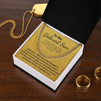 Load image into Gallery viewer, To My Beloved Son Gift From Mom or Dad With Cuban Link and Card - Artistry Imprints
