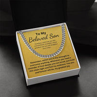 Load image into Gallery viewer, To My Beloved Son Gift From Mom or Dad With Cuban Link and Card - Artistry Imprints
