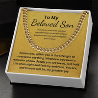 Load image into Gallery viewer, To My Beloved Son Gift From Mom or Dad With Cuban Link and Card - Artistry Imprints
