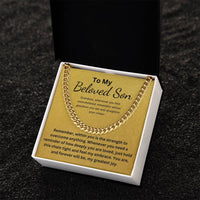 Load image into Gallery viewer, To My Beloved Son Gift From Mom or Dad With Cuban Link and Card - Artistry Imprints
