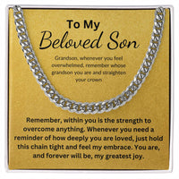 Load image into Gallery viewer, To My Beloved Son Gift From Mom or Dad With Cuban Link and Card - Artistry Imprints
