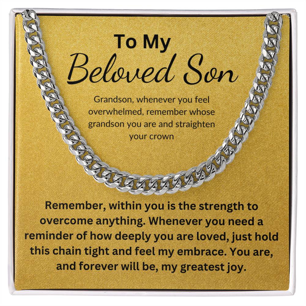 To My Beloved Son Gift From Mom or Dad With Cuban Link and Card - Artistry Imprints