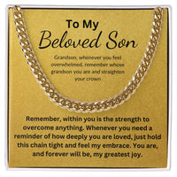 Load image into Gallery viewer, To My Beloved Son Gift From Mom or Dad With Cuban Link and Card - Artistry Imprints
