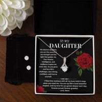 Load image into Gallery viewer, To My Daughter Gift From Mom Alluring Beauty Necklace &amp; Earring Set With Message Card - Artistry Imprints
