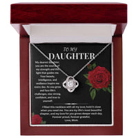 Load image into Gallery viewer, To My Dearest Daughter Gift From Mom Love Knot Necklace With Message Card - Artistry Imprints
