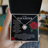 Load image into Gallery viewer, To My Dearest Daughter Gift From Mom Love Knot Necklace With Message Card - Artistry Imprints
