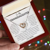 Load image into Gallery viewer, To My Granddaughter Gift From Grandpa Interlocking Hearts Necklace With Card - Artistry Imprints
