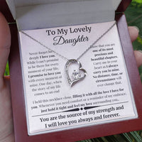 Load image into Gallery viewer, To My Lovely Daughter Card and Forever Love Necklace From Mom or Dad - Artistry Imprints
