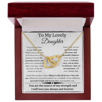 Load image into Gallery viewer, To My Lovely Daughter Card and Interlocking Hearts Necklace From Mom or Dad - Artistry Imprints
