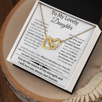 Load image into Gallery viewer, To My Lovely Daughter Card and Interlocking Hearts Necklace From Mom or Dad - Artistry Imprints
