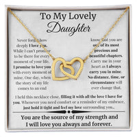 Load image into Gallery viewer, To My Lovely Daughter Card and Interlocking Hearts Necklace From Mom or Dad - Artistry Imprints
