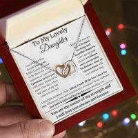 Load image into Gallery viewer, To My Lovely Daughter Card and Interlocking Hearts Necklace From Mom or Dad - Artistry Imprints
