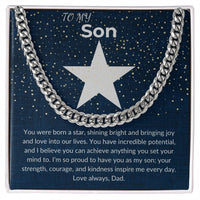 Load image into Gallery viewer, To My Son Gift From Dad With Cuban Link Chain and Card - Artistry Imprints
