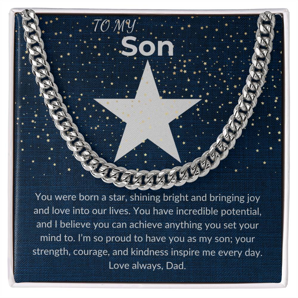 To My Son Gift From Dad With Cuban Link Chain and Card - Artistry Imprints