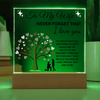 Load image into Gallery viewer, To My Wife Gift - Never Forget That I Love You - Printed Square Acrylic Plaque with LED base - Artistry Imprints