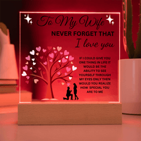 Load image into Gallery viewer, To My Wife Gift - Never Forget That I Love You - Printed Square Acrylic Plaque with LED base - Artistry Imprints