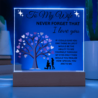Load image into Gallery viewer, To My Wife Gift - Never Forget That I Love You - Printed Square Acrylic Plaque with LED base - Artistry Imprints